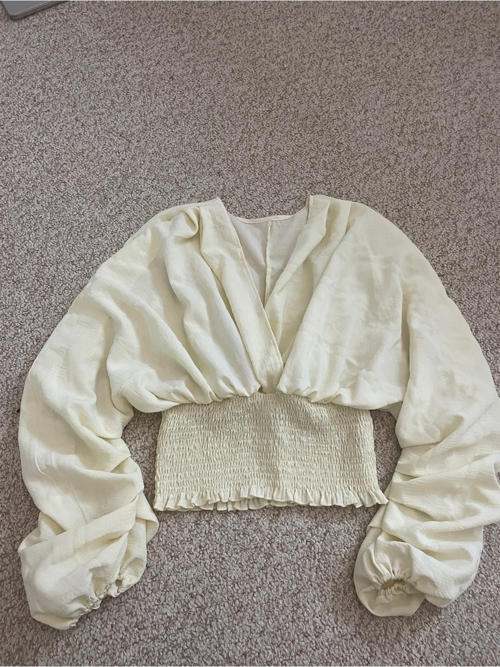 Women's Yellow Smocked Waist Blouse